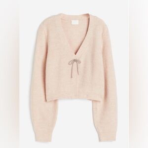 H&M Rhinestone-bow Cardigan
